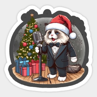 Singing Ragdoll Cat Christmas Sticker
